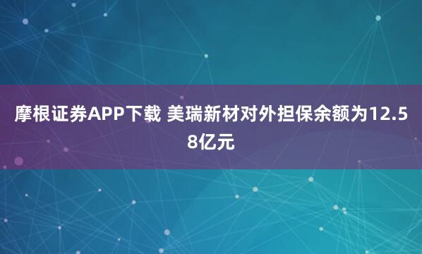 摩根证券APP下载 美瑞新材对外担保余额为12.58亿元