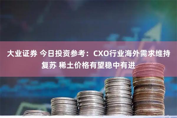 大业证券 今日投资参考：CXO行业海外需求维持复苏 稀土价格有望稳中有进