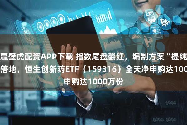 赢壁虎配资APP下载 指数尾盘翻红，编制方案“提纯”今日落地，恒生创新药ETF（159316）全天净申购达1000万份