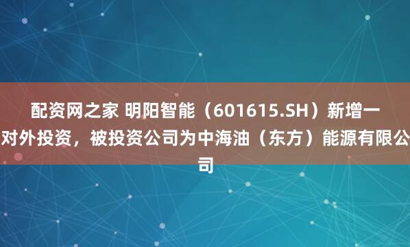 配资网之家 明阳智能(601615.SH)新增一起对外投资,被投资公司为中海油(东方)能源有限公司